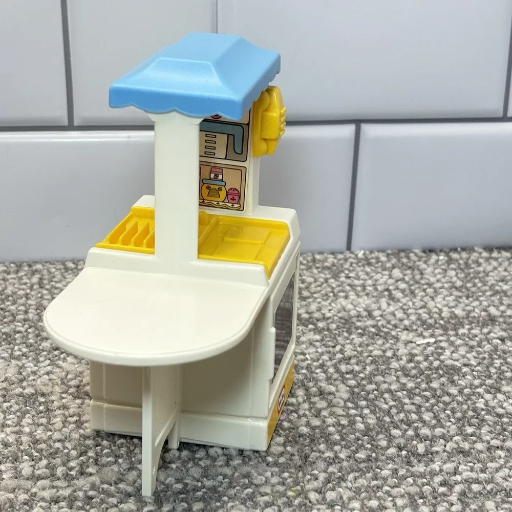 Little Tikes Dollhouse Party Kitchen VTG Collectible‎ White Blue Yellow